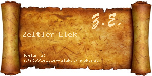 Zeitler Elek névjegykártya